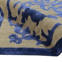 Ručno pleteni plavi vuneni svileni tepih, moderni američki apstraktni veliki tepih