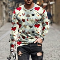 Muška majica dugih rukava, ležerni pulover s okruglim vratom i dugim rukavima Za Valentinovo, muška majica s printom 3MB, otvoreni