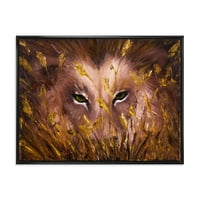 Izbliza vučjih očiju u travi uokvirena slika umjetnički tisak na platnu
