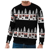 Majica s kapuljačom s kapuljačom za muškarce ležerni gornji dio Božićni pulover s okruglim vratom s printom džemper s dugim rukavima