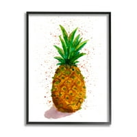 Šareni ananas, tropsko voće, hrana i piće, grafika u crnom okviru, zidni tisak
