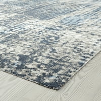 Moderni tepih apstraktne tamnoplave boje, tamnoplavi unutarnji pravokutnik, lako se čisti