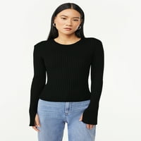 Scoop ženski džemper za pletenje s dugim rukavima, veličine xs-xxl