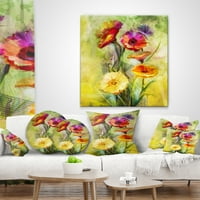 Jedinstveni buket gerbera cvjetova akvarel - cvjetni jastuk za bacanje - 18x18