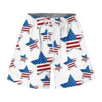 Ženske kratke hlače s printom u SAD-u, široke kratke hlače s vezicama s džepovima, bijele;