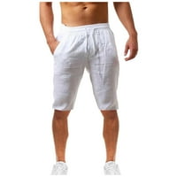 Muške hlače Rasprodaja modne muške Ležerne jednobojne džepove visokog struka široke zavojne hlače do koljena popust