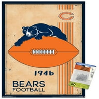 Chicago Bears - zidni poster s retro logotipom s gumbima, 14.725 22.375