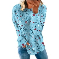 Rasprodaja Modni Ženski topovi ženska modna široka majica s printom bluza s dugim rukavima s okruglim vratom Casual majice s kapuljačom