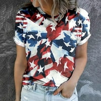 Ženske ljetne majice s okruglim vratom s printom Dana neovisnosti, Ležerne bluze kratkih rukava, vrhovi