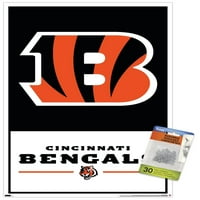 Cincinnati Bengals - Poster zida logotipa s Pushpins, 14.725 22.375