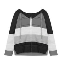 Džemperi za Žene Modni Ženski casual džemperi s kapuljačom s dugim rukavima kardigan bluza gornji dio Crna