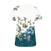 Ženska Vintage boho majica cvjetni topovi cvjetne majice leptir majice Ležerne ljetne majice kratkih rukava Rasprodaja bijele boje