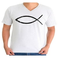 Neugodno stilova Majica Team Jesus s V-neck za muškarce Kršćanske majice Odjeća Christian Fish za muškarce majica Team Jesus Majica
