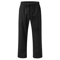 Muške Casual hlače premium labavog kroja, ravne teretne hlače, ljetna moda, elastična Čipka, jednobojne široke casual hlače, Crna