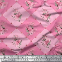 Baršunasta tkanina s lišćem i ružičastim cvjetnim printom širine dvorišta