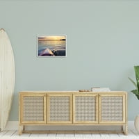 Stupell Industries Lake Life je jednostavna fraza kajak čamac Sunrise Photography White Framed Art Print Wall Art, 20x16