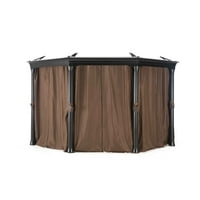 Sunjoy Universal Brown zavjesa za privatnost za šesterokutne sjenice - 90,5L 80,7W u