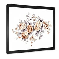 DesignArt 'ružičaste divlje ruže s tradicionalnim uokvirenim uokvirenim umjetničkim tiskom od jednobojnih listova