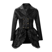 + Ženski dvoredni kaput na kopčanje Bluza opremljena gornja odjeća sako Crna