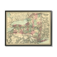 Povijesna karta Njujorške države, Vintage Kartografija, 16 godina, Dizajn Daphne Polselli