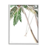 A-line djevojka koja se ljulja na tropskim palmama ležerni dizajn grafika zidni tisak u bijelom okviru dizajn Amelije neues