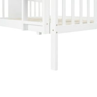 Aukfa kreveti na kat, drveni okvir, puni preko pune bijele boje