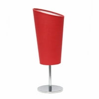 Mini kromirana stolna svjetiljka jednostavnog dizajna s kutnim sjenilom od tkanine