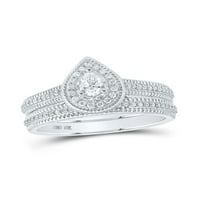 Zaručnički prsten od bijelog zlata od 10 karata s dijamantom u obliku kruške u obliku dijamanta za medeni mjesec