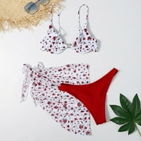 Bikini Setovi za žene _ ženski kupaći kostimi, Ženski bikini s cvjetnim printom, križ Bandeau, tri kupaća kostima, kupaći kostimi