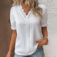 Ljetni vrhovi za žene s izrezom i čipkom u obliku slova u, nepravilni volani, lagane Ležerne majice u uličnom stilu, jednobojni vrhovi