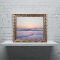 Zaštitni znak likovna umjetnost 'Beach At Sunset' platno umjetnost Ariane Moshayedi, zlatni ukrašeni okvir
