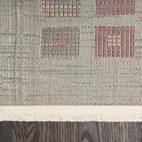 Jedinstveni tkalački stan Kish farsa tepih plava smeđa 9'12' 2 pravokutni obrub moderan savršen za dnevni boravak spavaća soba Blagovaonica