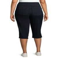 Terra & Sky Women's Plus Size Stretch Povucite traper capris