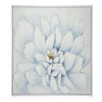 47,5 35,5 velika pravokutna akrilna slika srebrno-bijelog cvijeta božura u srebrnom okviru