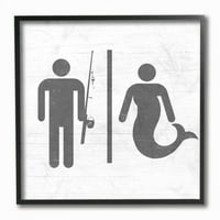& Rustikalni znak za kupaonicu ribar ili sirena u sivo-bijelom okviru, dizajn Daphne Polselli, 12 12