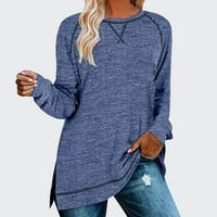 Ženska majica s kapuljačom s bočnim prorezom, bluza, pulover dugih rukava s okruglim vratom, opušteni casual vrhovi, jesenska / zimska