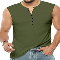Muški ljetni topovi jednobojne majice bez rukava sportske majice lagana majica prsluk za fitness vojska zelena