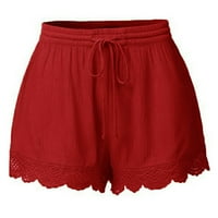 Rasprodaja ženske ženske modne ženske čipkaste kratke hlače s užetom Plus size joga Trenirke Tajice hlače u crvenoj boji