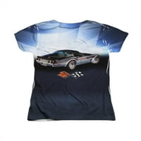 Automobili Chevie Vette na plavoj majici s prednjim i stražnjim printom za juniore