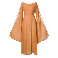 ženske jesenske haljine ženske casual haljine ženske Retro Vintage večernje klupske elegantne haljine s dugim rukavima za žene narančasta
