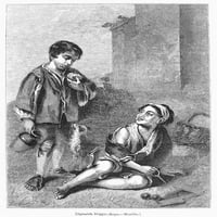Španjolska: Dječaci Prosjaci. Drvorez, 1841., temeljen na Murillovoj slici iz 17.stoljeća. Ispis plakata iz