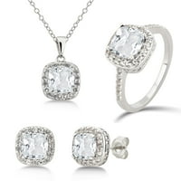 Arista Diamond Accent, stvoren bijeli nakit Topaz & White Sapphire Set u Sterling Silver, 18