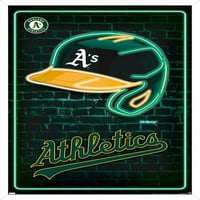 Oakland Athletics - Neonska kaciga zidna plakata, 22.375 34 uokviren