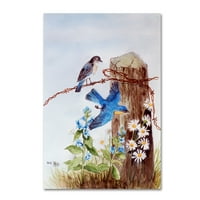 Zaštitni znak likovne umjetnosti 'plave ptice s platnu za tratinčice Arie Reinhardt Taylor