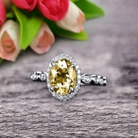 Zaručnički prsten od moissanita od šampanjca okruglog reza od 1 karata u bijelom zlatu od 10 karata Art Deco poklon za godišnjicu