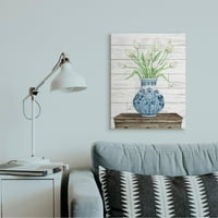 Stupell Industries tulip buket u plavoj keramičkoj vazi White Cvjetni dizajn platna zidni umjetnički dizajn Cindy Jacobs, 24 30
