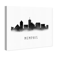 Gradovi Avenue i Skylines Wall Art Art Canvas Otisci 'Memphis akvarel' gradovi u Sjedinjenim Državama - Crni, bijeli