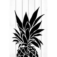 Crni ananas Slikački otisak na bijelom drvetu