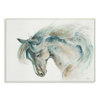 Stupell Industries Minimalistički akvarelni konjski portret plavi bež dizajn prema trećem i zidu