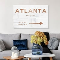 Typografija avenije Runway Avenue i citati zidne umjetničke platnene otiske 'Atlanta Road Sign Bakreni citati i izreke - brončana,
